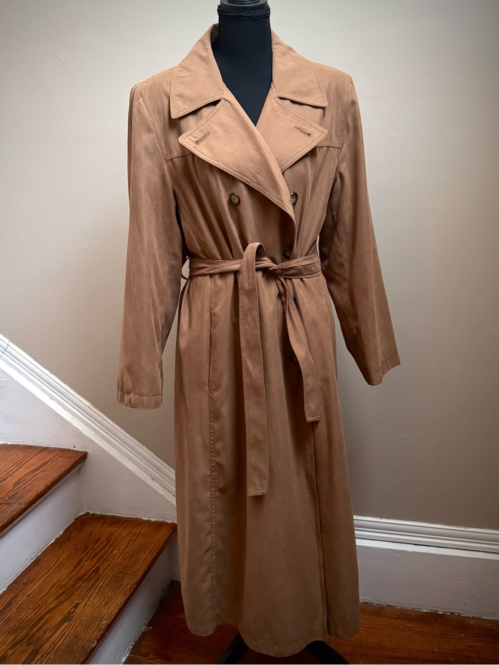 VTG Fleet Street Tan Belted Maxi Trench Coat 12P